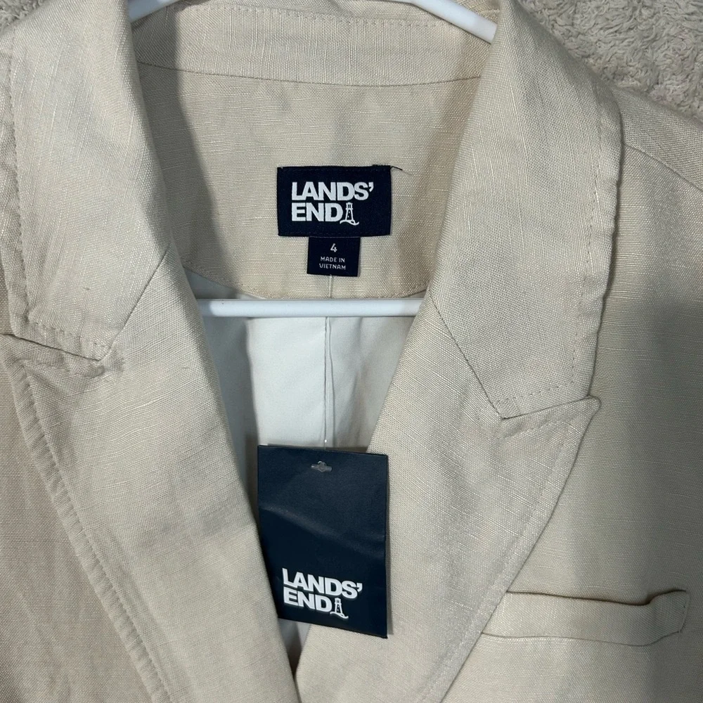 Lands End Women's Linen Double Breasted Blazer Size 4. Career Casual Preppy - Picture 2 of 10